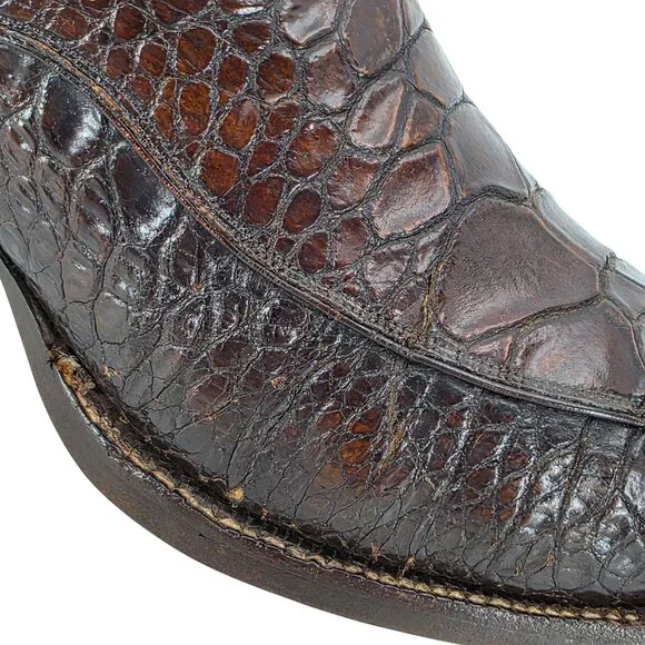 Vintage Exotic Justin Cowboy Boots Mens size 9D Brown Western 9020 White Label - Picture 6 of 16